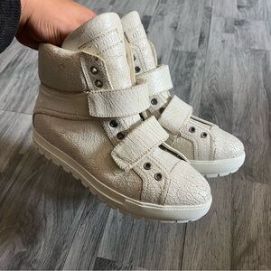 MIU MIU Cream Crackled High Top Shoes/Sneakers Sz 36.5